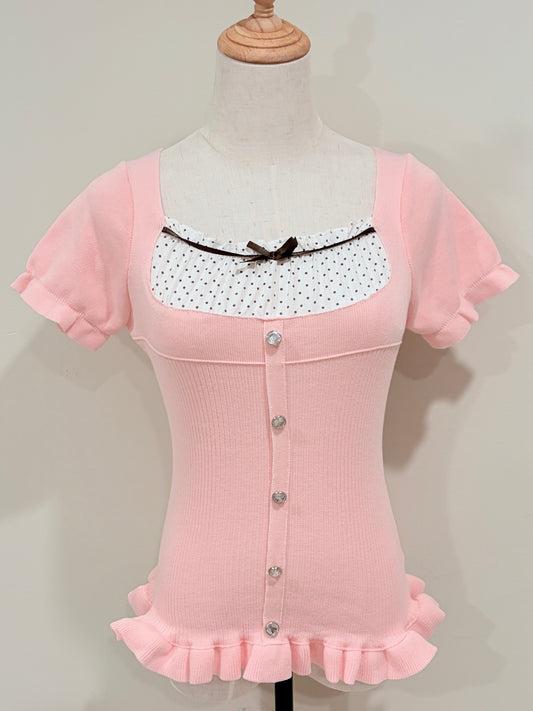 choco-strawberri milkmaid top { FLAWED }