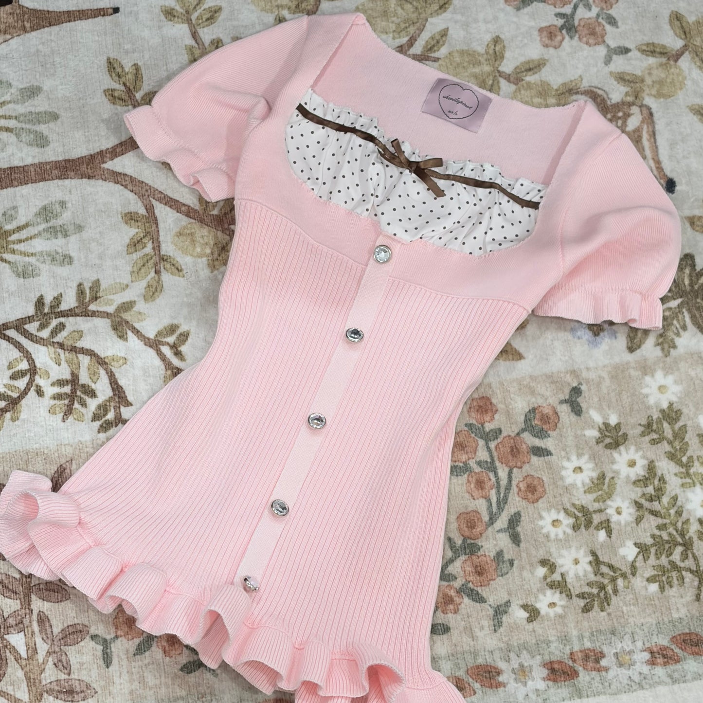 choco-strawberri milkmaid top { FLAWED }