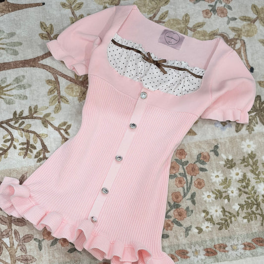 choco-strawberri milkmaid top { FLAWED }